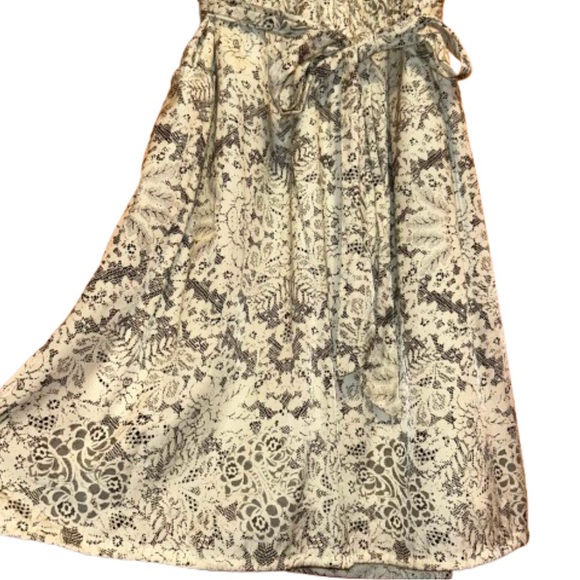 Tulle by Anthro Women’s Medium White & Black Floral Tie Cinch Waist Mini Dress - Picture 5 of 13